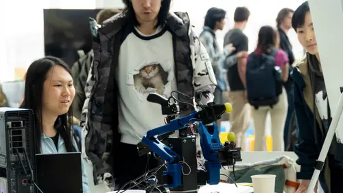 A fruit skewing robot arm?

A fire sensing and suppressing MBot?

MBots that play laser tag?

In EECS 467: Autonomous Robotics, all of this …