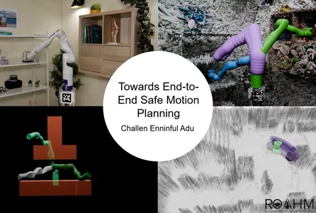 Four robots planning their motion with graphic overlays