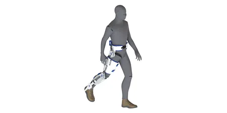 A model of the powered exoskeleton on the hip, knee and ankle joints.