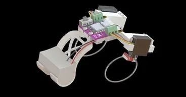 Rendering of the small robot that uses a twisted wire to hop and swim.
