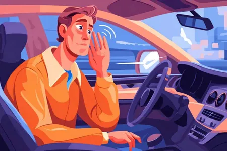 Concept illustration of a driver listening to their car talk. Image credit: Nicole Smith, made with Midjourney