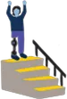 Person with bionic knee climbing stairs illustration