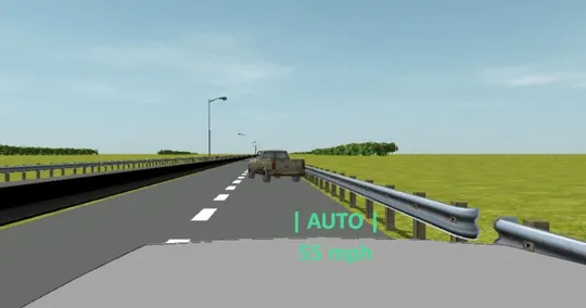 An obstacle in the road during a driving simulator.