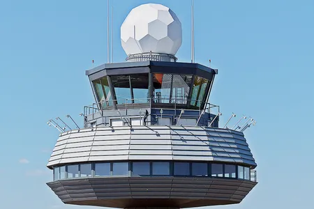 An air traffic control tower.